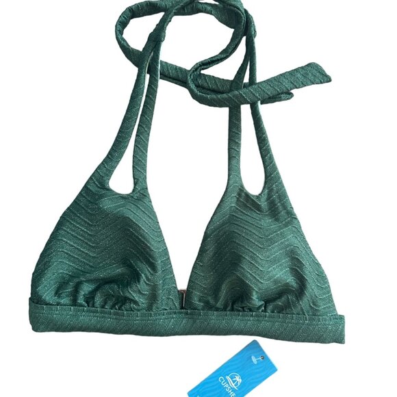 CUPSCHE Green Metallic Bikini Top Size Small NEW New with tags - Picture 3 of 6